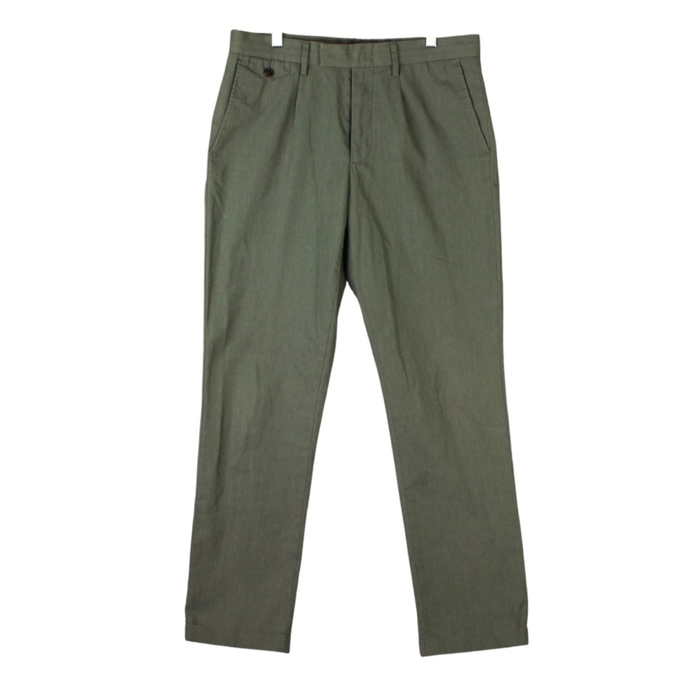 Wallace & Barnes Officers Chino Pants Mens 32x32 Green Slim Fit Casual